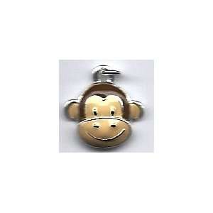 Monkey Face   Silver Plated Charm Jewelry/Charms  Zoo Animals, Monkey 