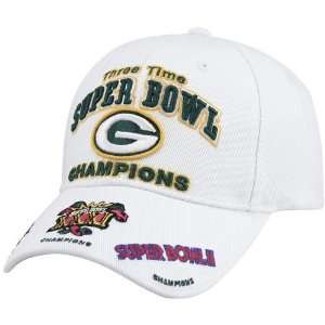   Bay Packers White Three Time Super Bowl Champions Commemorative Hat