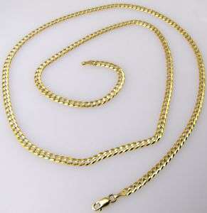 3mm 10K YELLOW GOLD 20 D/C CUBAN LINK NECKLACE CHAIN  