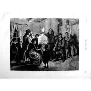  1883 SCENE SINGING CHRISTMAS CAROLS RUSSIA CHILDREN