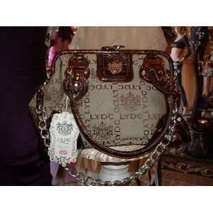   Designer Framed Satchel Tote Handbag Purse Brown 