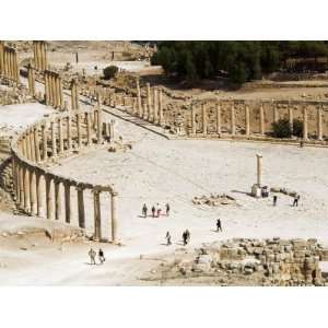  Oval Plaza, Colonnade and Ionic Columns, Jerash, a Roman 