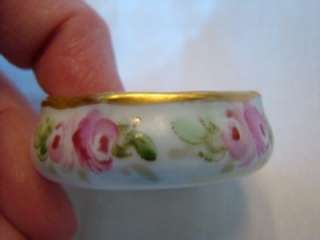 Pretty Vintage Hand Painted Porcelain OPEN SALT Cellar, Roses  