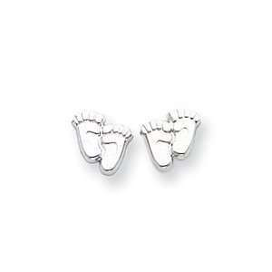   Sardelli   14kt White Gold Polished Footprints Post Earrings: Jewelry