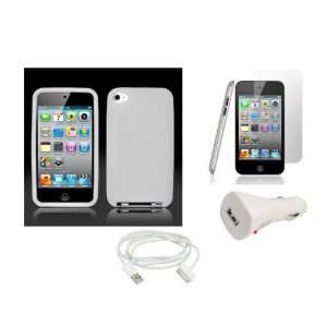  iPod Touch 4 Silicone Case   Clear + Screen Protector 