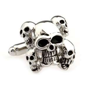    Silver Skull Demons Deadheads Cufflinks Cuff links Jewelry
