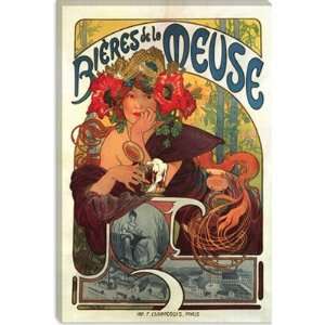 Bieres de la Meuse Vintage Beer Poster by Alphonse Mucha Giclee Canvas 