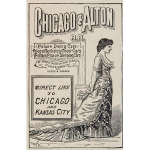  1887 Ad Chicago Alton Railroad Kansas City Woman RARE 