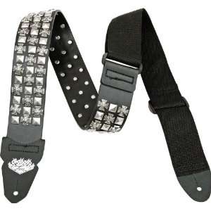  LM Products Iron Cross Stud 2 Guitar Strap Black: Musical 