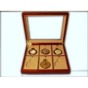  6 Pocket Watch Display Cherry Finished Case: Home 