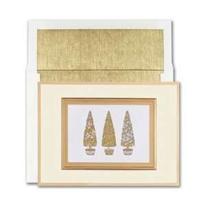   Gold & Silver Trees Holiday Card   (1 box): Office Products