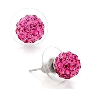   Pink Crystal October Birthstone Stud Re Earrings Pugster Jewelry