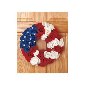   Holiday Red, White, & Blue Wall or Door Rose Wreath: Home & Kitchen