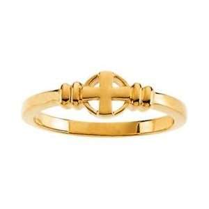  10K Yellow Gold Cross Ring   Size 8: Jewelry