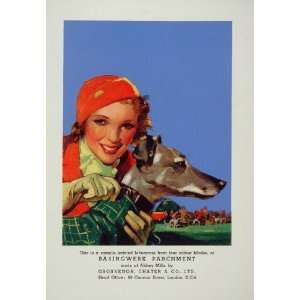  1935 Original Color Print Greyhound Racing Dog Woman 