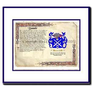  Baade Coat of Arms/ Family History Wood Framed