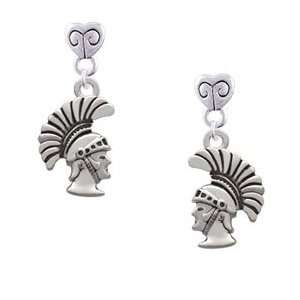  Small Trojan   Mascot Mini Heart Charm Earrings [Jewelry 