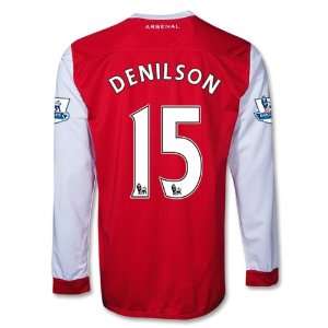  Arsenal 10/11 DENILSON Home LS Soccer Jersey: Sports 