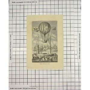    Antique Print Ascent Hot Air Balloon Dijon 1784: Home & Kitchen