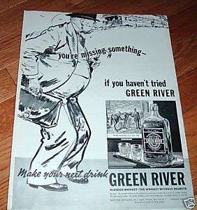 1937 Green River Whiskey Ad Old Guy Missed Train Ridge  