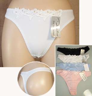 EMBROIDERY MICROFIBER CLASSIC RISE THONGS   S M L  