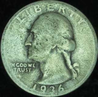 1936 S Good Washington Quarter in Eagle Coin Holder    