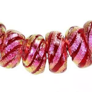   Magenta with Pink Stripes Dichroic Glass Beads Arts, Crafts & Sewing
