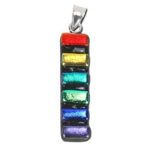    30mm Rainbow Striped Dichroic Glass Pendant Arts, Crafts & Sewing