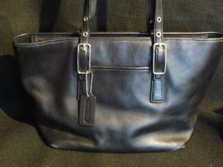COACH Gallery Legacy Market Rich Black Leather Shopper Tote Purse Bag 