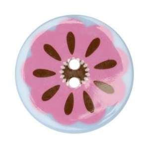 Fashion Button 1 3/8 Confetti Flower Blue/Pink/Brown By 