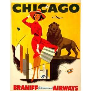  1950s Chicago, Braniff International Airways Poster