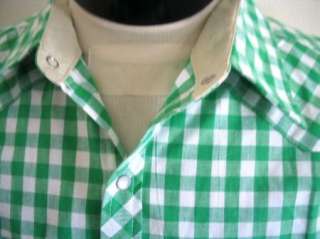 NEW NWT Dickies Western Shirt L pearl snap Green plaid  