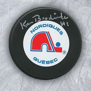  KEN BRODERICK Quebec Nordiques SIGNED Hockey PUCK Sports 