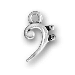   Sterling Silver Pendant Charm Music Note Bass Clef Symbol Jewelry