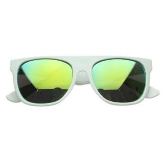 Super Flat Top Modern Aviator Style Retro Sunglasses w Color Mirrored 