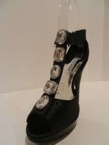 New Steve Madden Fancii Open Toe Sandals US 8.5 Black Satin Shoes 