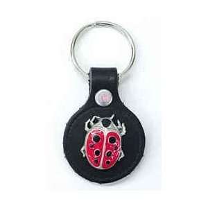  Small Leather & Pewter Key Ring   Lady Bug Sports 