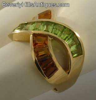 Beautiful Citrine & Peridot 14k Yellow Gold Ring  
