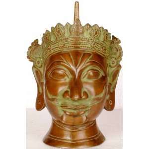  Moustached Shiva Head   Brass Statue