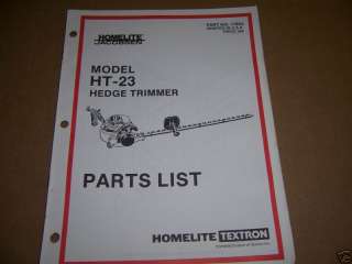 a693) Homelite Parts Manual HT 23 Hedge Trimmer  