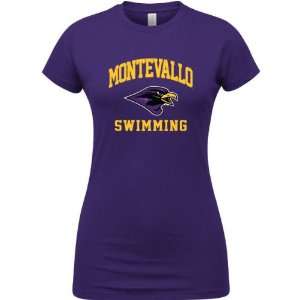  Montevallo Falcons Purple Womens Swimming Arch T Shirt 