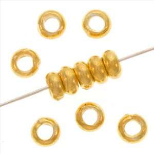  Bali Gold Vermeil 4mm Sleek Rondelles Beads Large Hole (12 