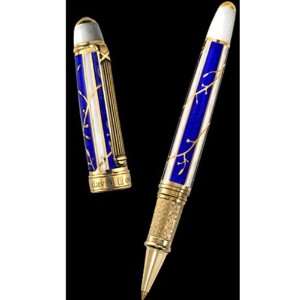   and White 18kt Yellow Gold Vermeil Rollerball Pen