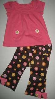   Girl 12 18 Months Growing Flowers 2 Piece Pants Outfit NEW  