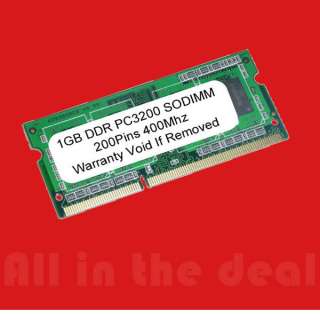 1GB DDR PC3200 SODIMM 1 GB PC 3200 400MHz LAPTOP MEMORY  