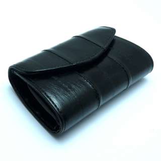 Genuine Eel skin Leather Small Coin Purse Case BLACK  