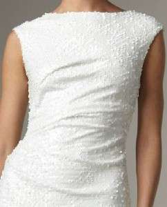 380 New David Meister Cutout Back Sequin Sheath Dress 12 (White 