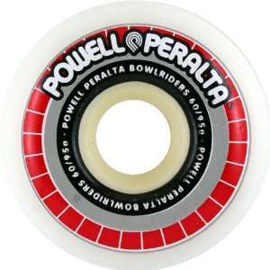 Powell Bowlriders 95a 60mm White Red Logo Skate Wheels:  