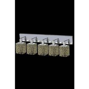 Mini 5 Light Square Wall Sconce in Chrome with Oblong Canopy Crystal 