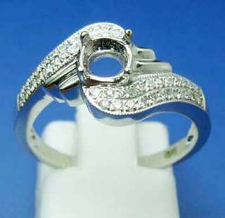 Round 5.5mm Solid 14Kt White Gold 0.32Ct Diamond Engagement Semi Mount 